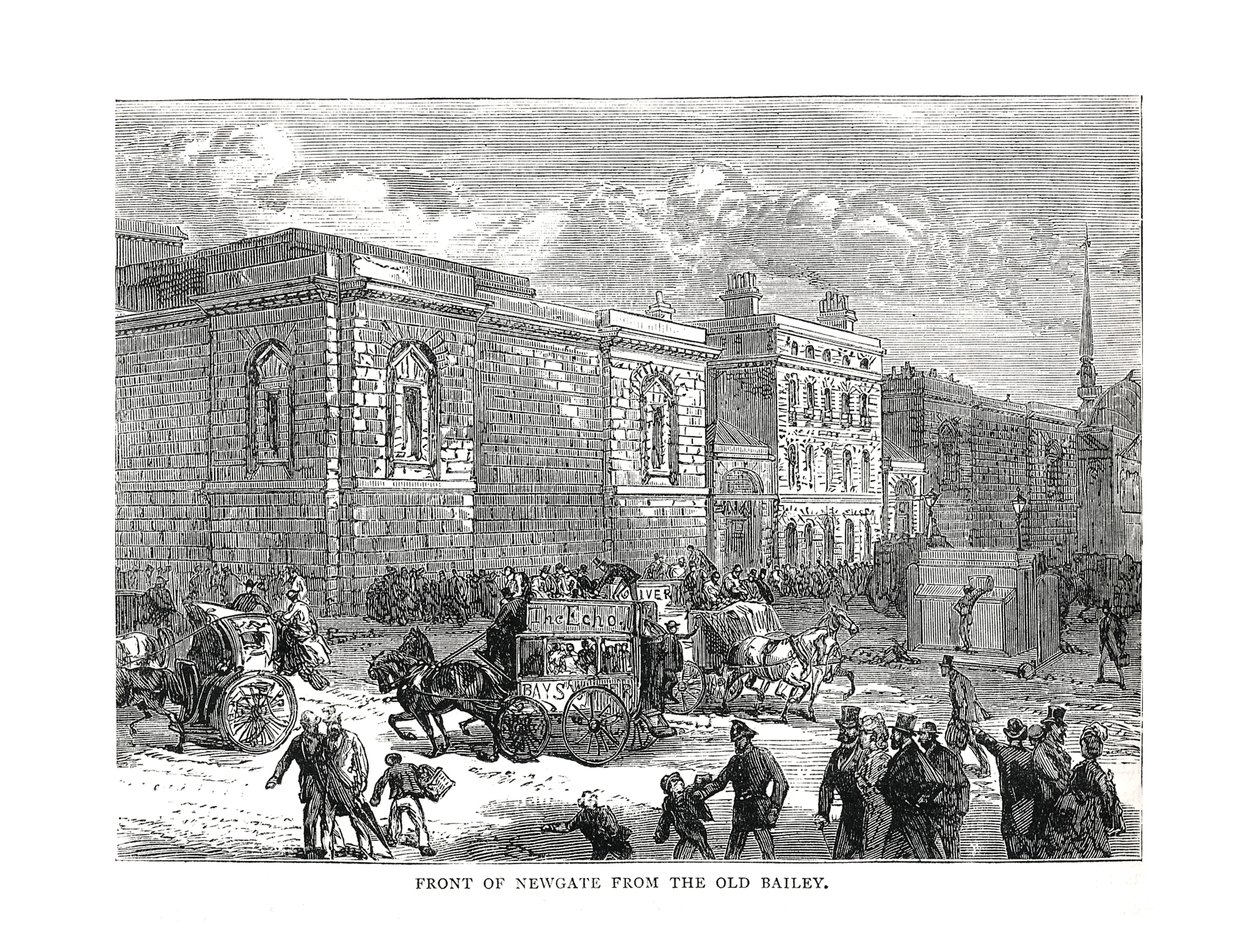 Vorderseite von Newgate vom Old Bailey, 1878 von Unbekannt