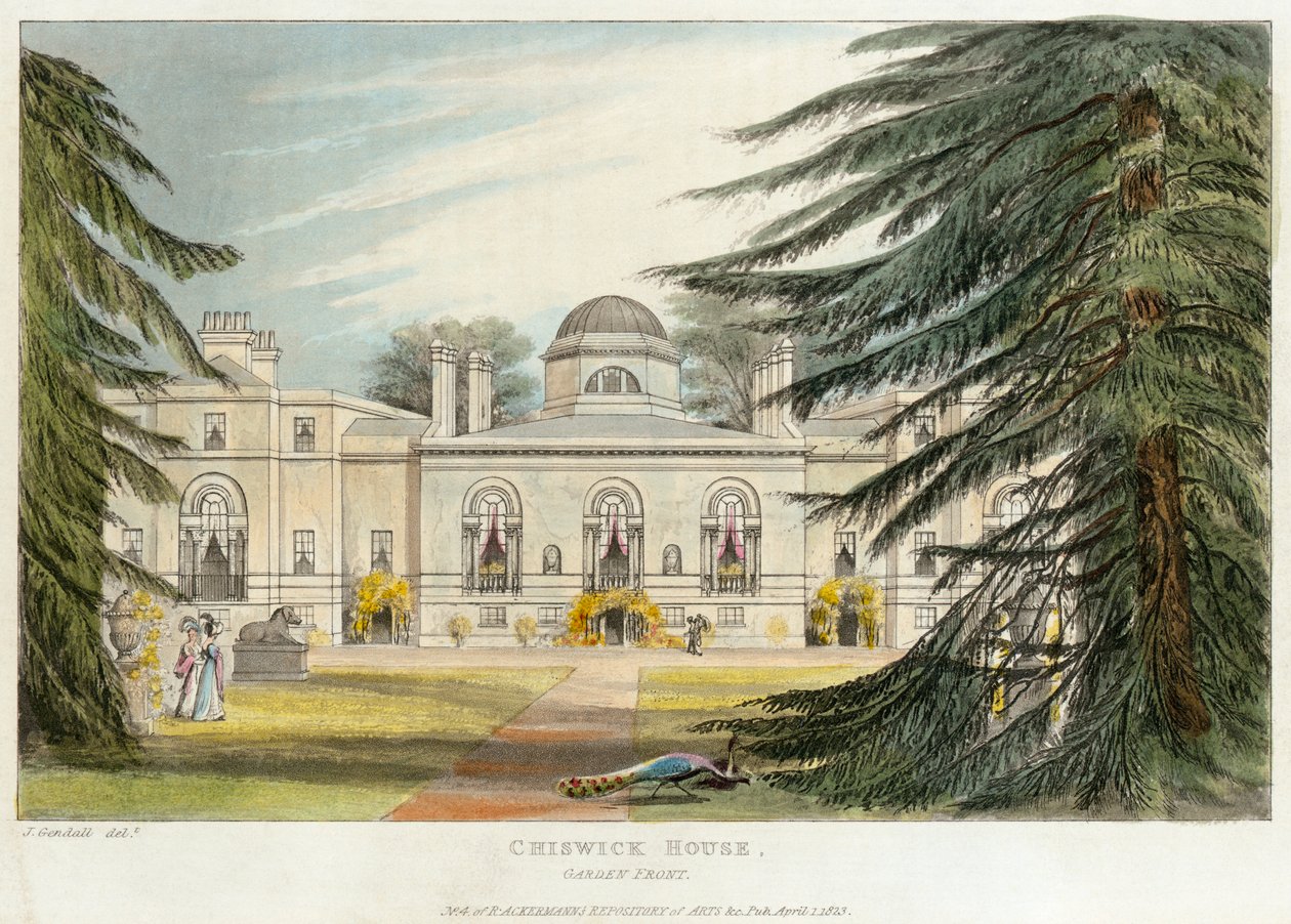 Gartenseite des Chiswick House, Hounslow, London, 1823 von Unbekannt