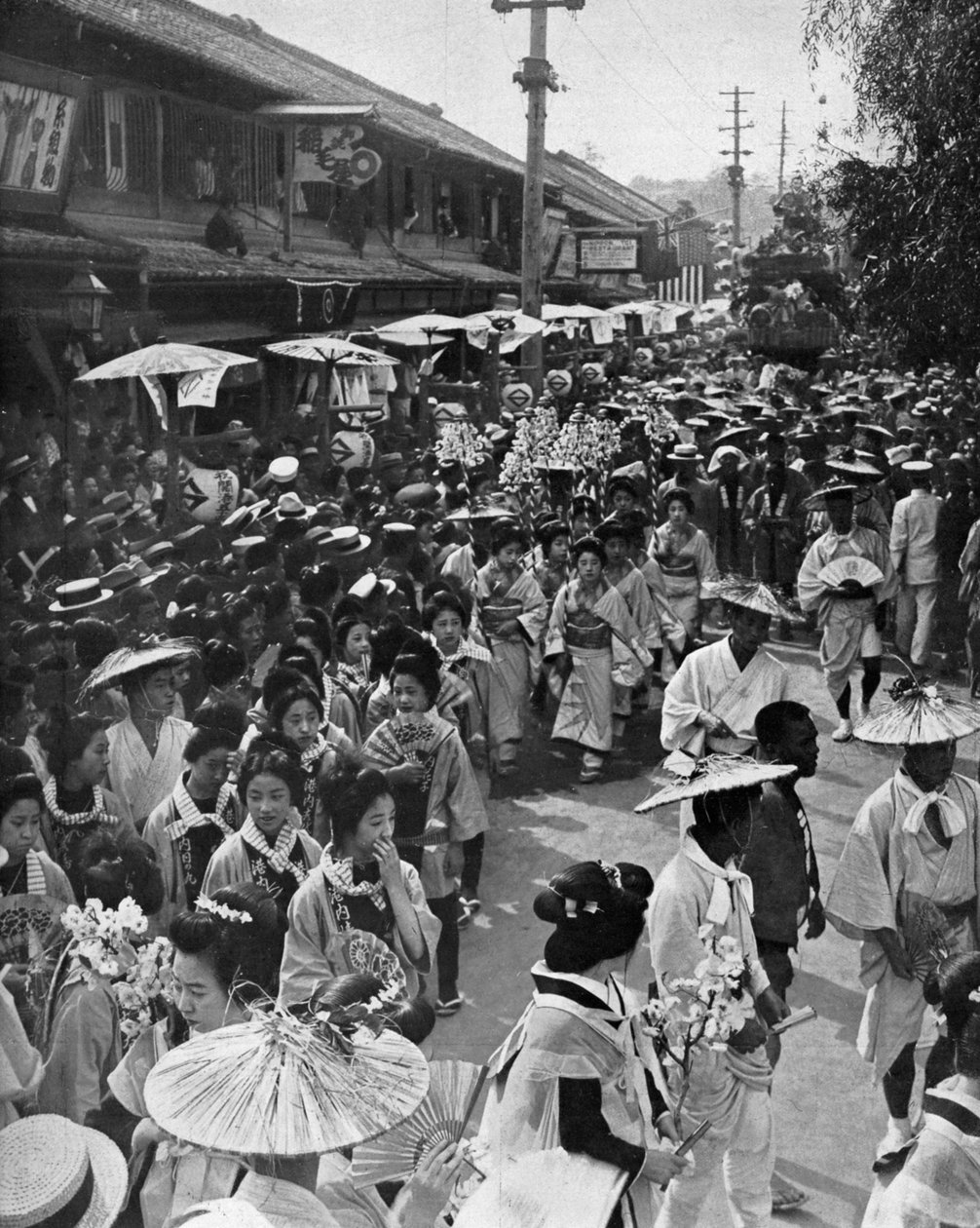 Geisha-Prozession, Yokohama-Jubiläum, Japan, 1909 von Unbekannt