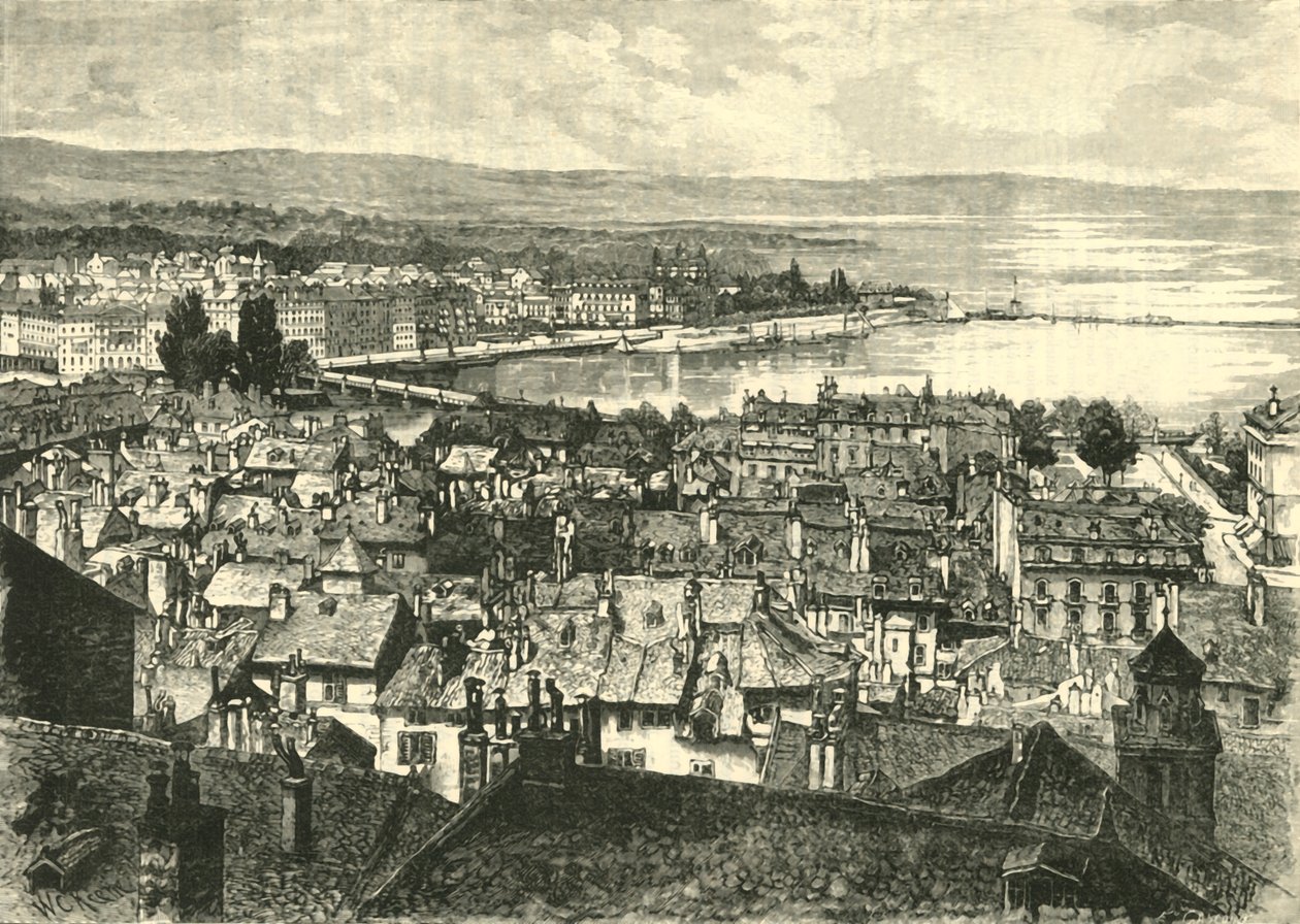 Genf, Blick auf den See, 1890 von Unbekannt