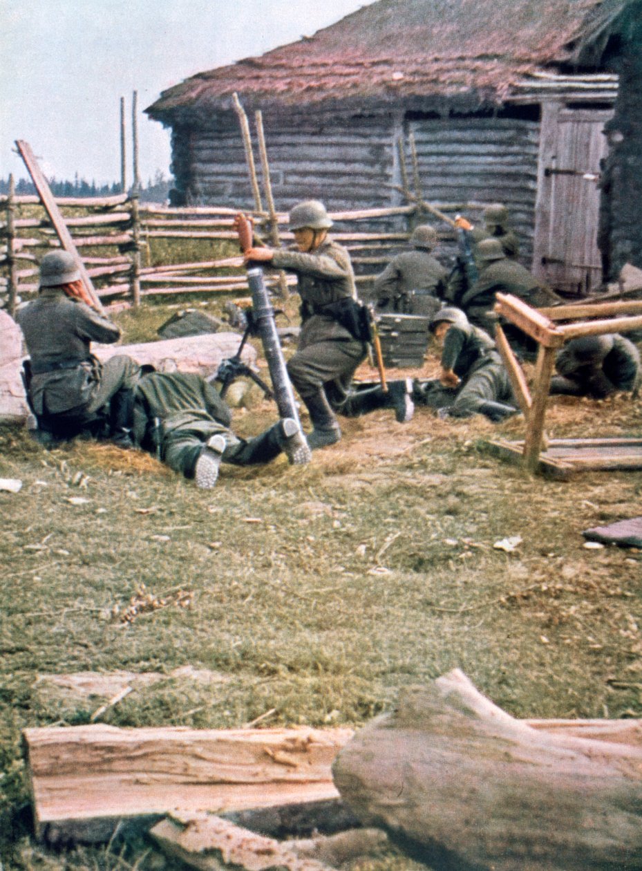 Deutsche Fallschirmjäger mit Mörsern, Russland, 1943 von Unbekannt