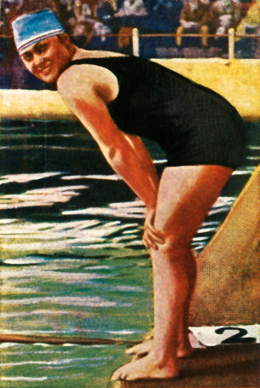 Deutsche Schwimmerin Hilde Schrader, 1928 von Unbekannt
