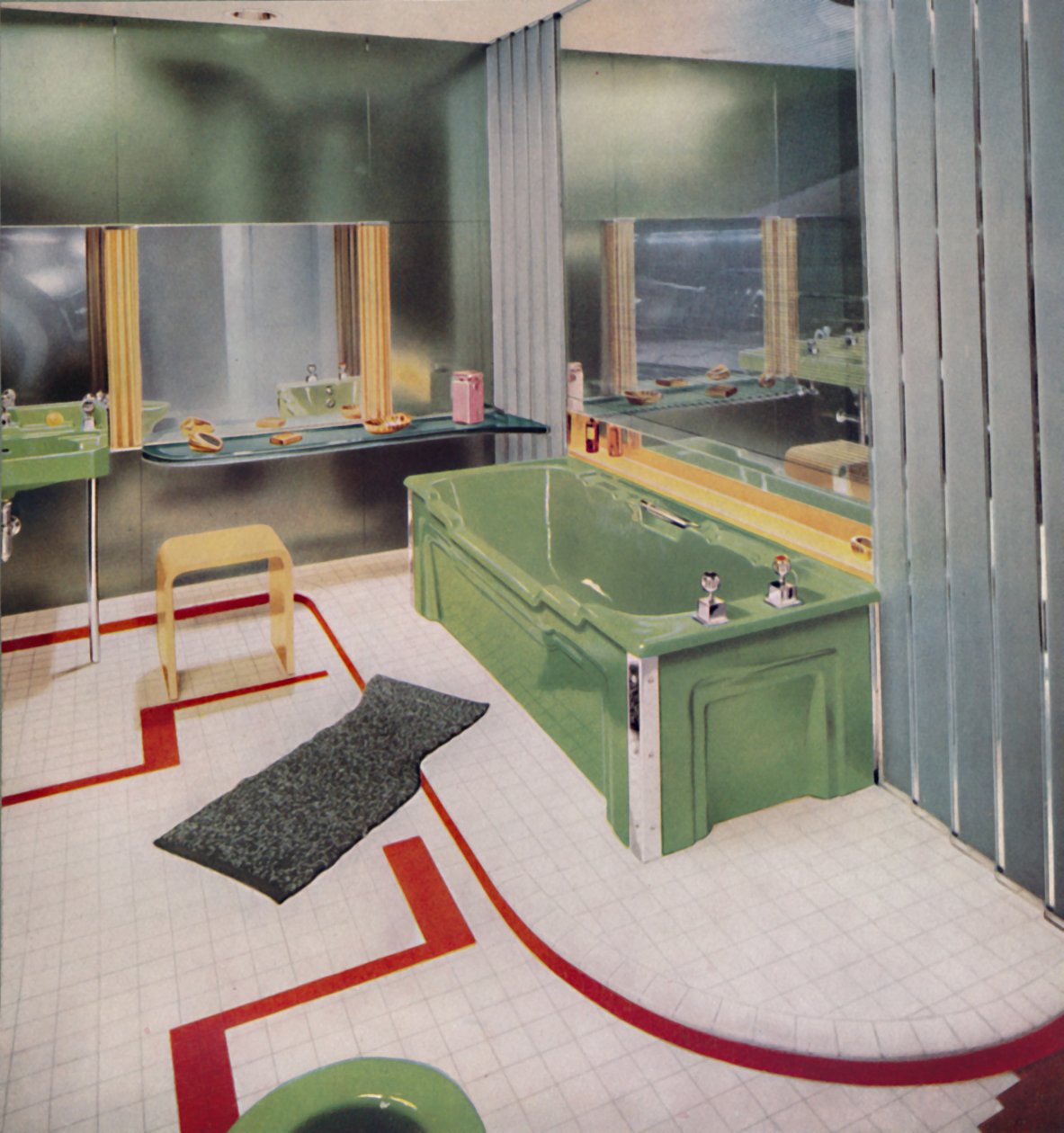 Glas und Fliesen im modernen Badezimmer, 1938 von Unbekannt