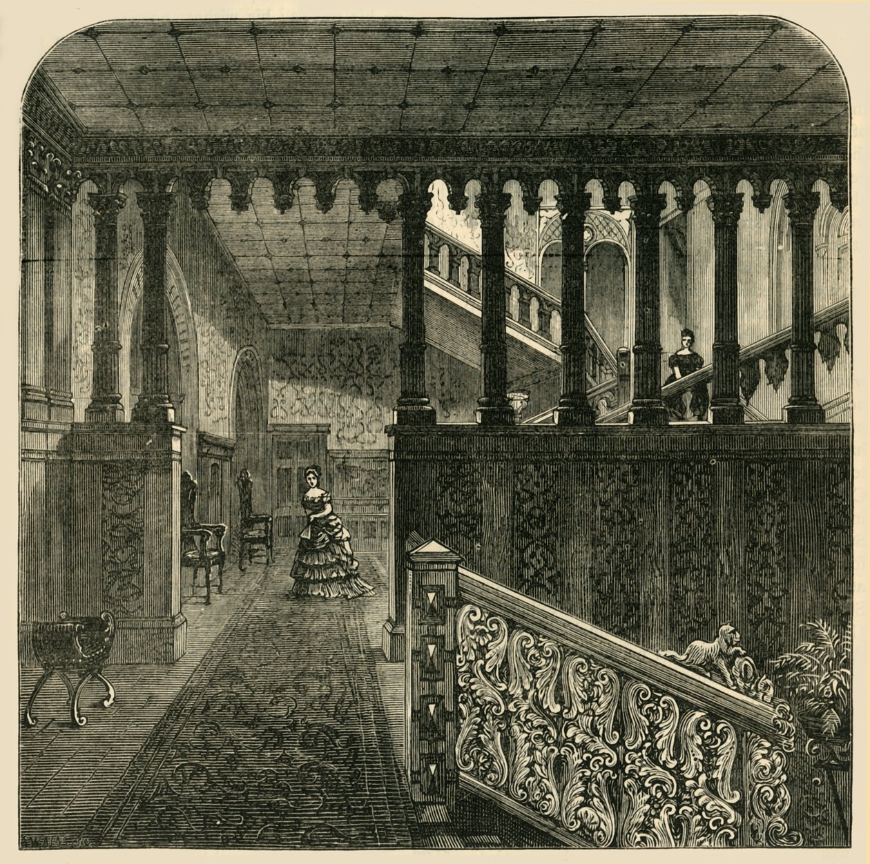 Große Treppe, Holland House, ca. 1876 von Unbekannt