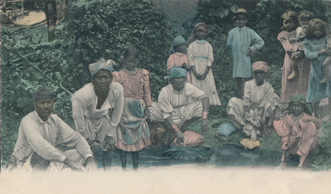 Grüße aus Jamaika. Kulis beim Waschen, 1905 von Unbekannt