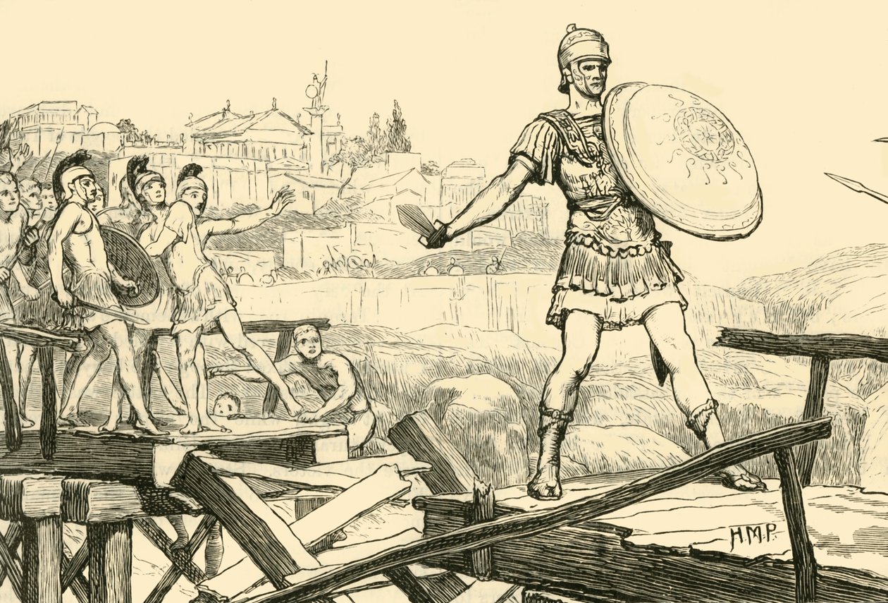 Horatius Cocles verteidigt die Brücke, 1890 von Unbekannt