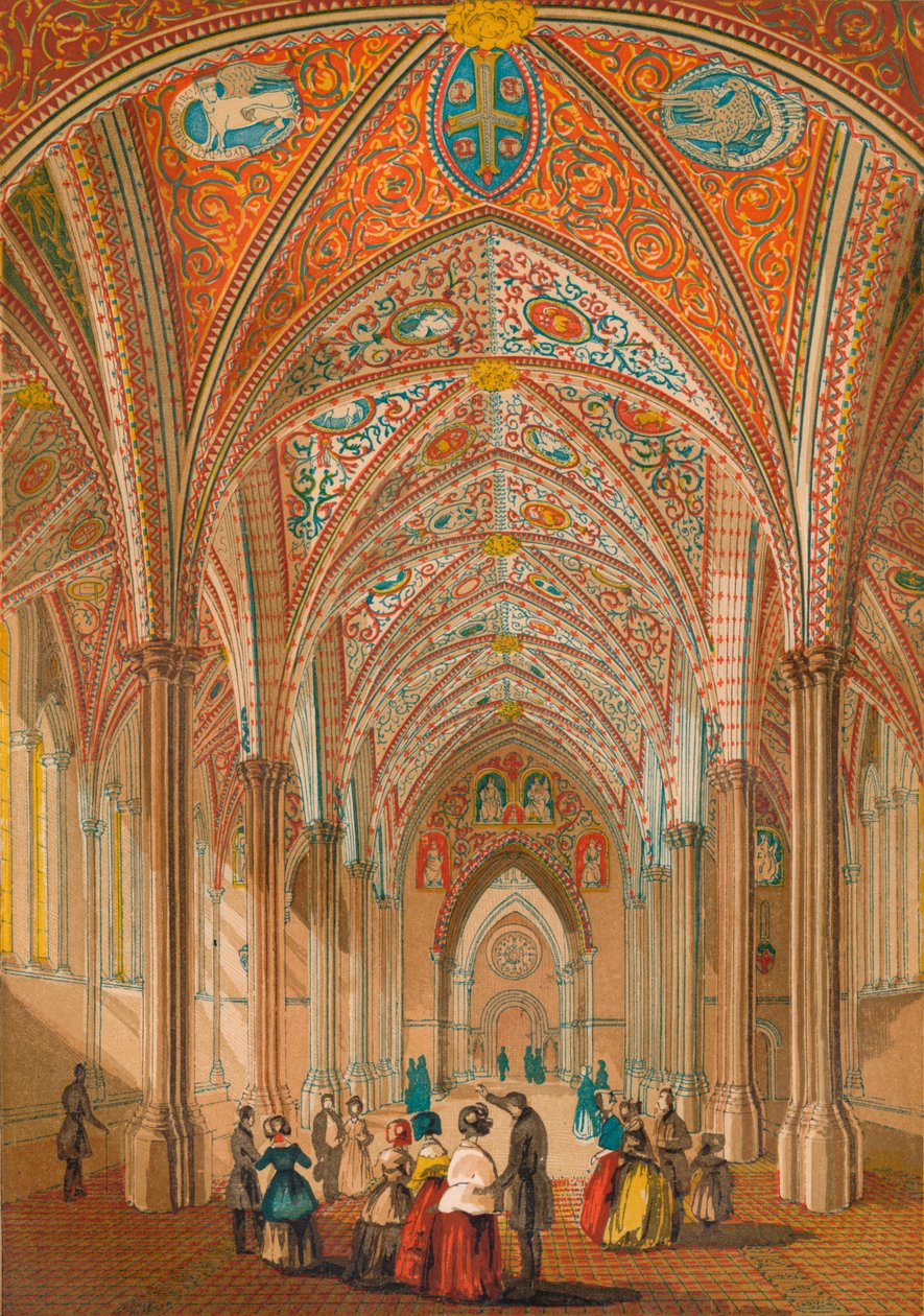 Innenraum der Temple Church, um 1845, 1864 von Unbekannt