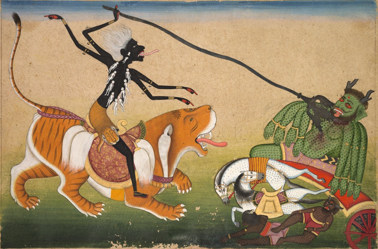 Kali greift Nisumbha an, um 1740 von Unbekannt