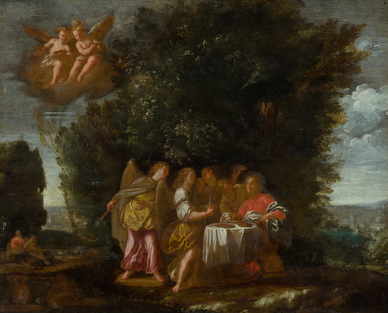 Christus bedient von Engeln von Unbekannt