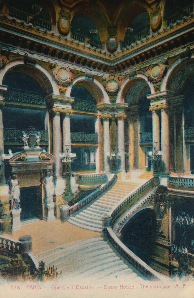 Die Oper Garnier - die Treppe, Paris, um 1920 von Unbekannt