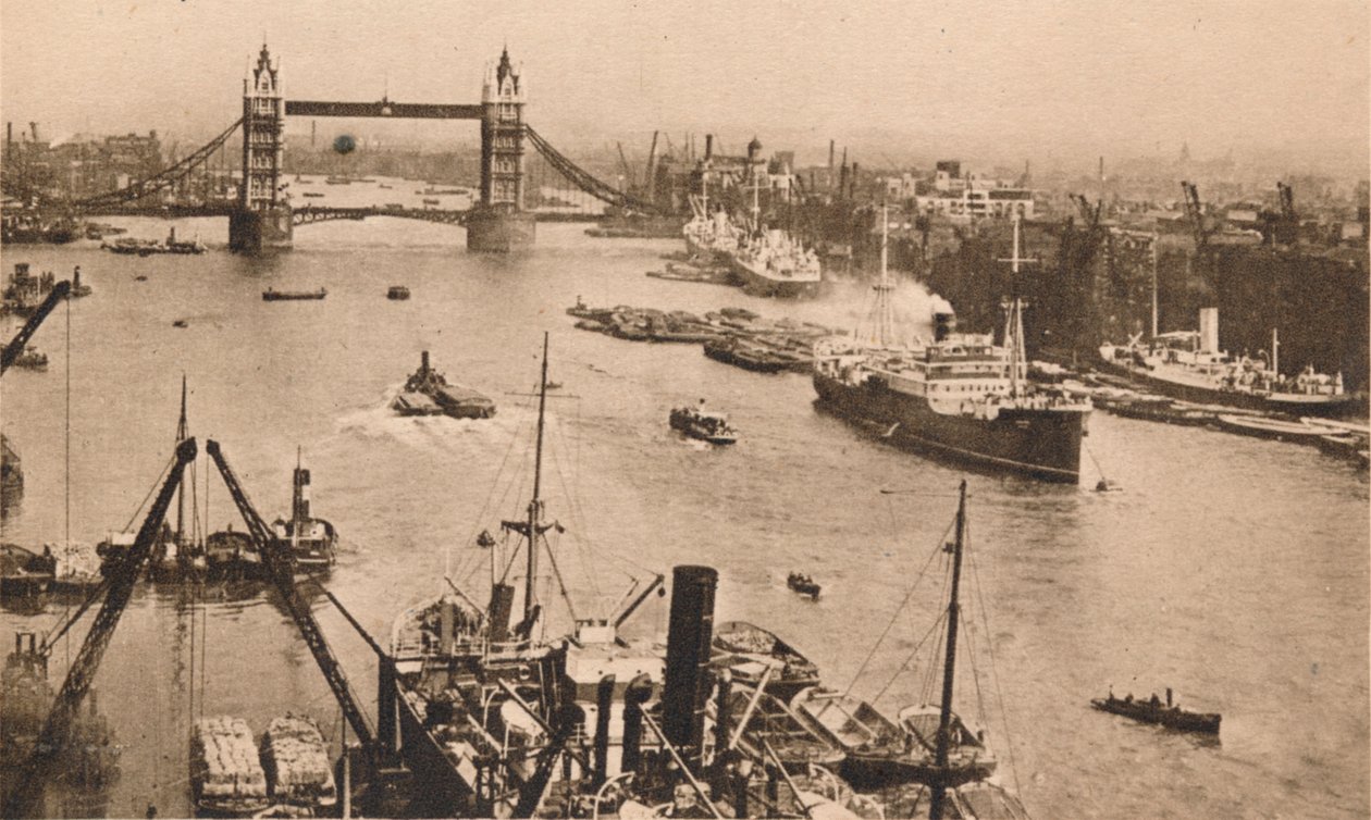 London - Tower Bridge und das Pool, ca. 1910 von Unbekannt