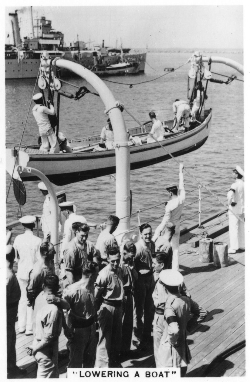 Ein Boot absenken, HMS Devonshire, 1937 von Unbekannt