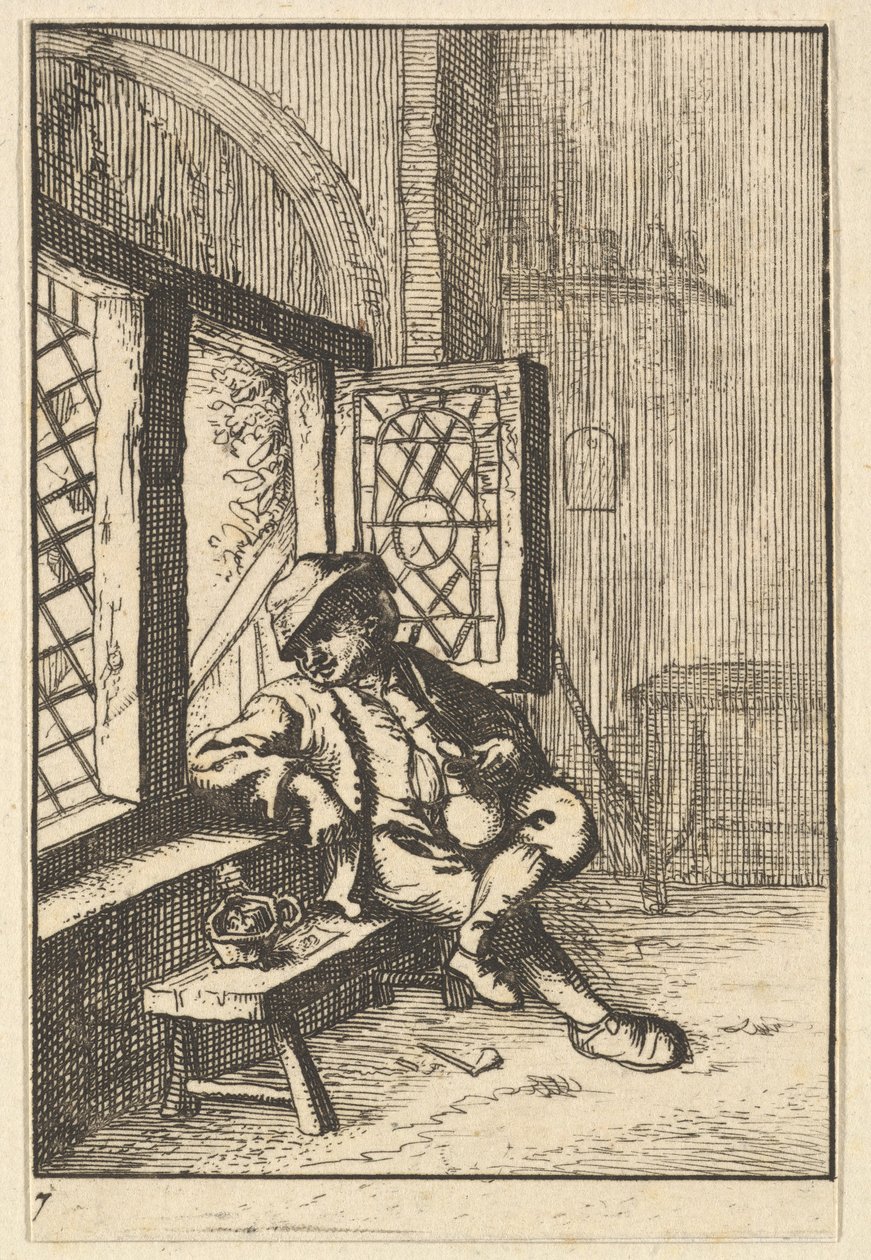 Mann, der am Fenster sitzt, Kopie, 1610-85 von Unbekannt