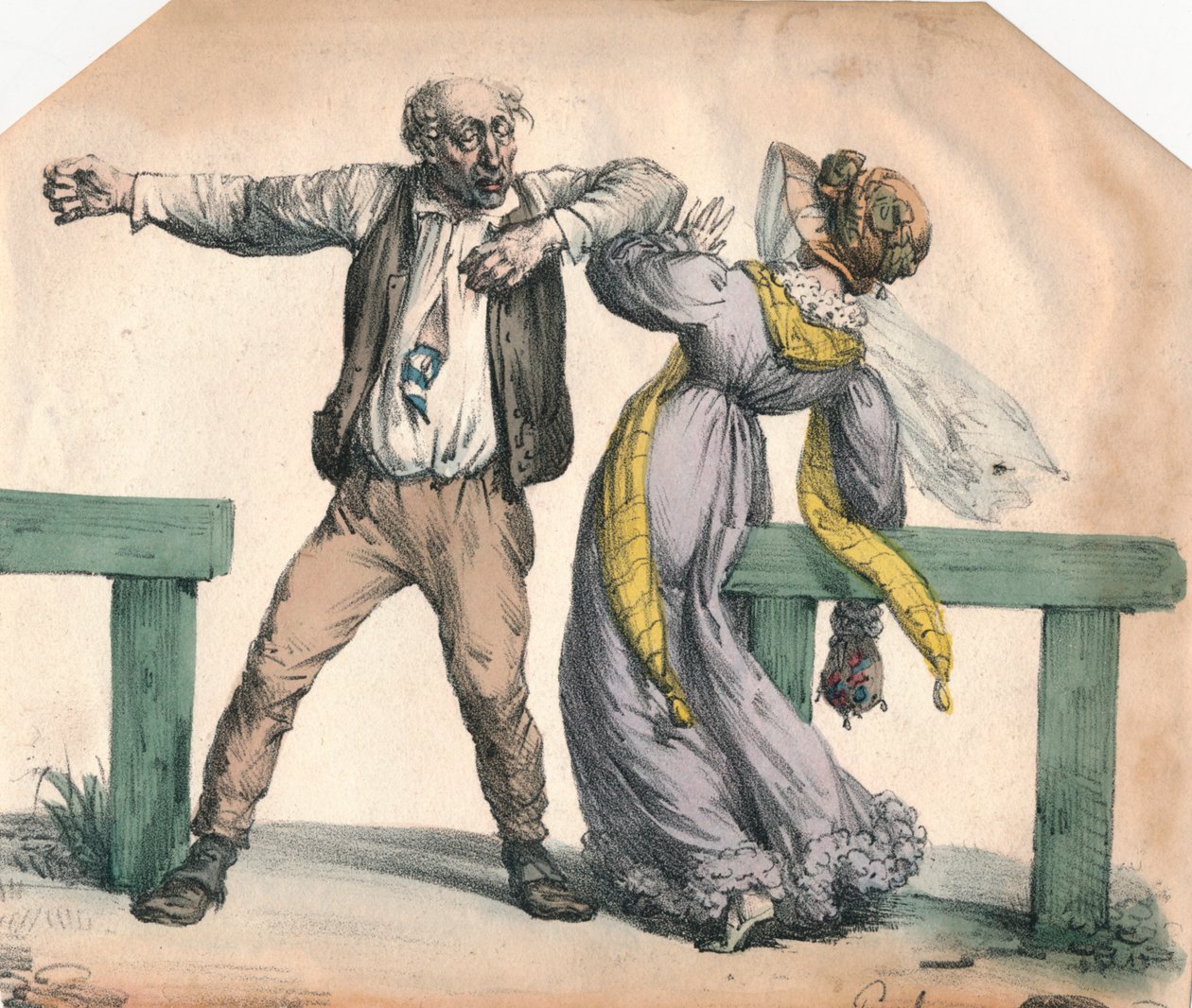 Mann greift eine Frau an, 1855 von Unbekannt