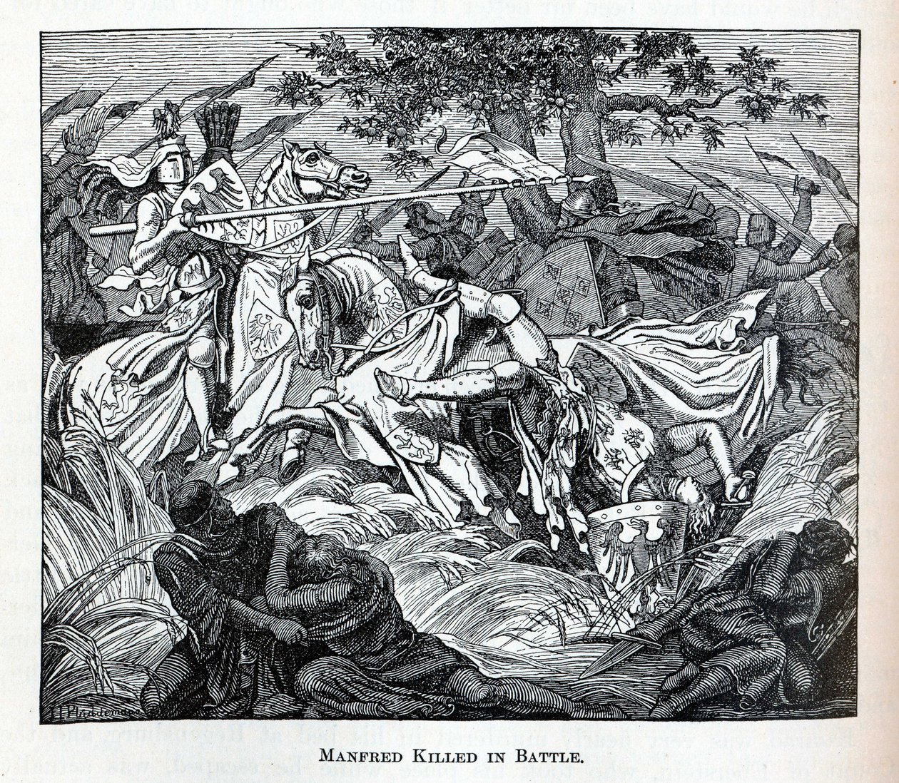 Manfred im Kampf getötet, 1882 von Unbekannt