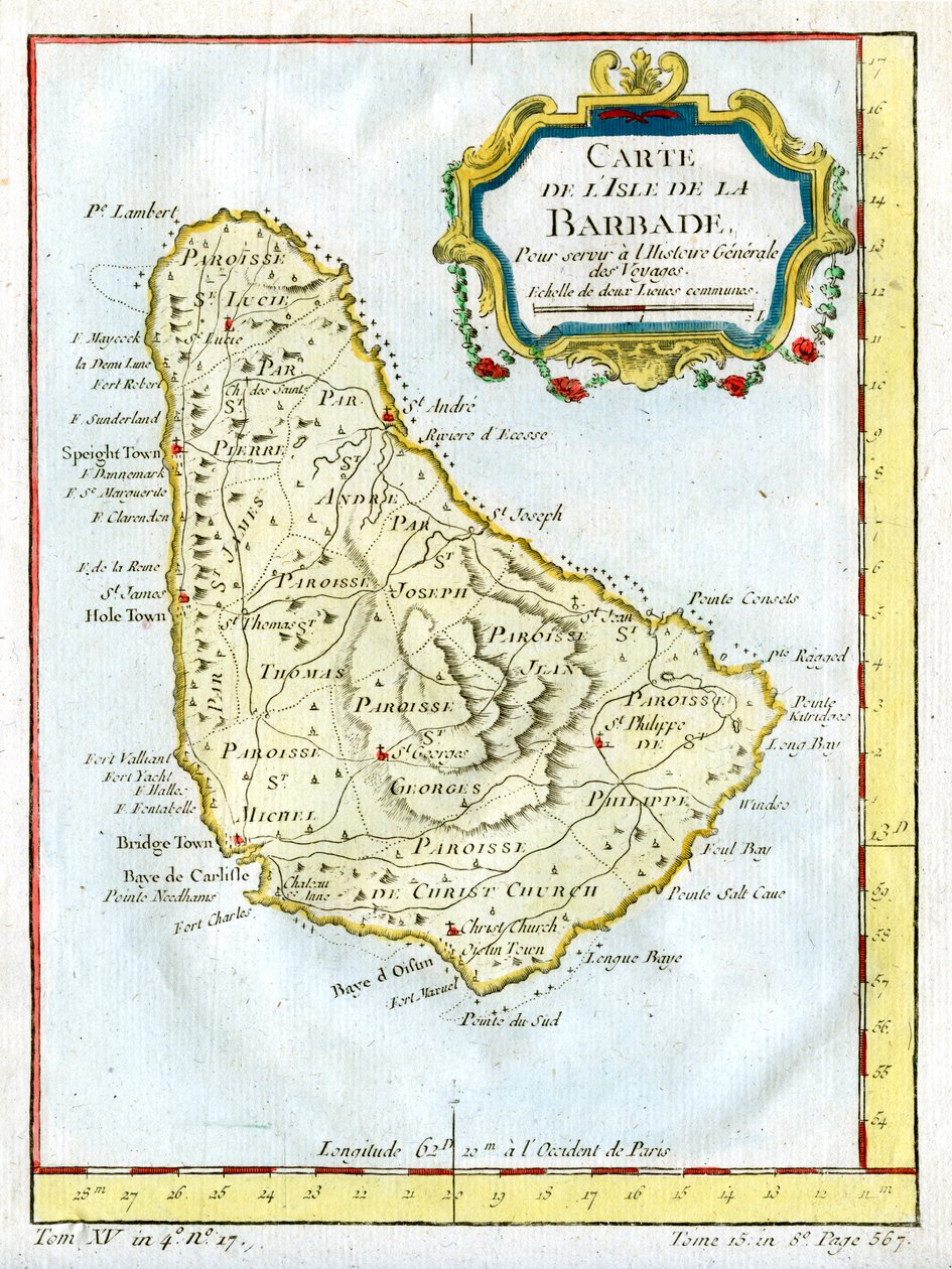 Karte von Barbados, um 1764 von Unbekannt