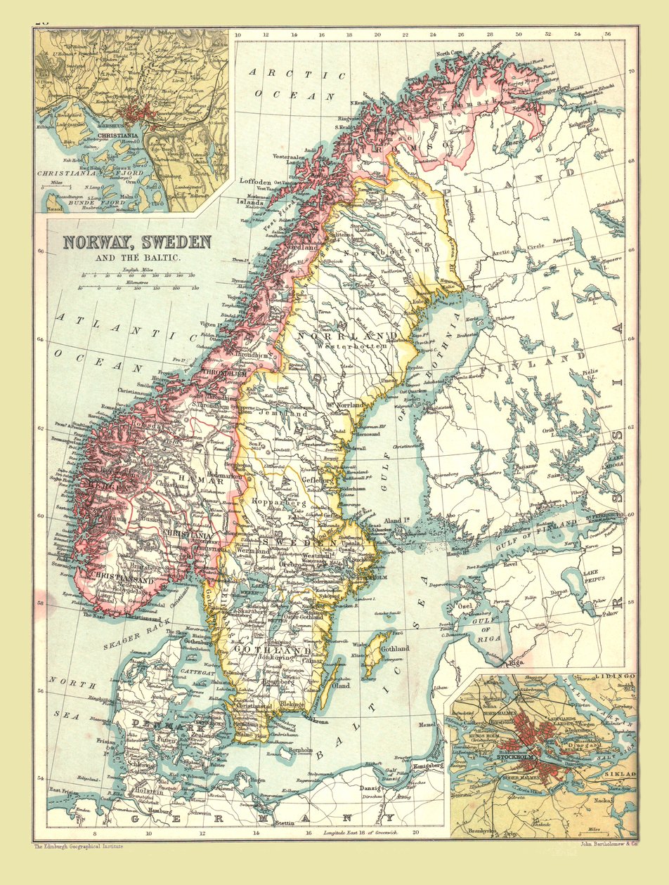 Karte von Norwegen und Schweden, 1902 von Unbekannt