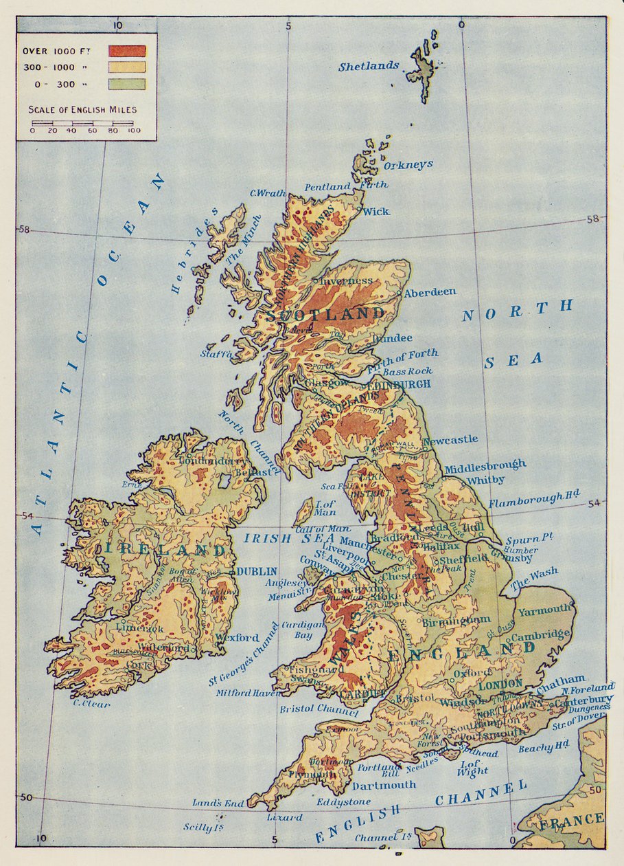 Karte der Britischen Inseln, 1910 von Unbekannt