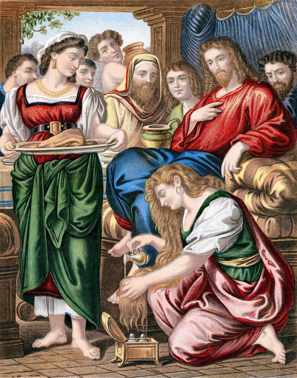 Maria Magdalena salbt die Füße Jesu, ca. 1860 von Unbekannt