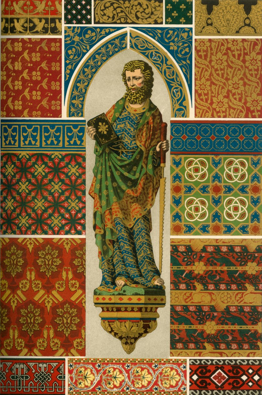 Mittelalterliche Weberei, Stickerei, Emaille und bemalte Skulptur, 1898 von Unbekannt