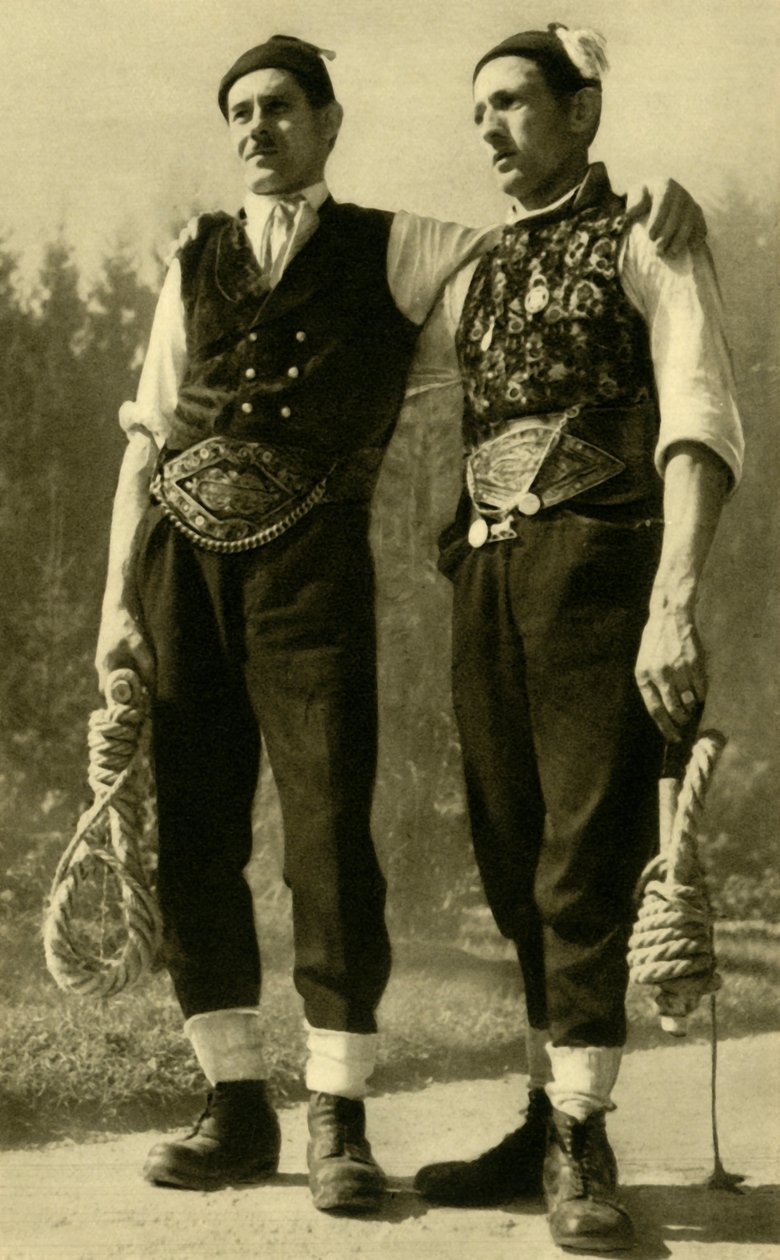 Männer in traditioneller Kleidung, Mühlviertel, Oberösterreich, um 1935 von Unbekannt