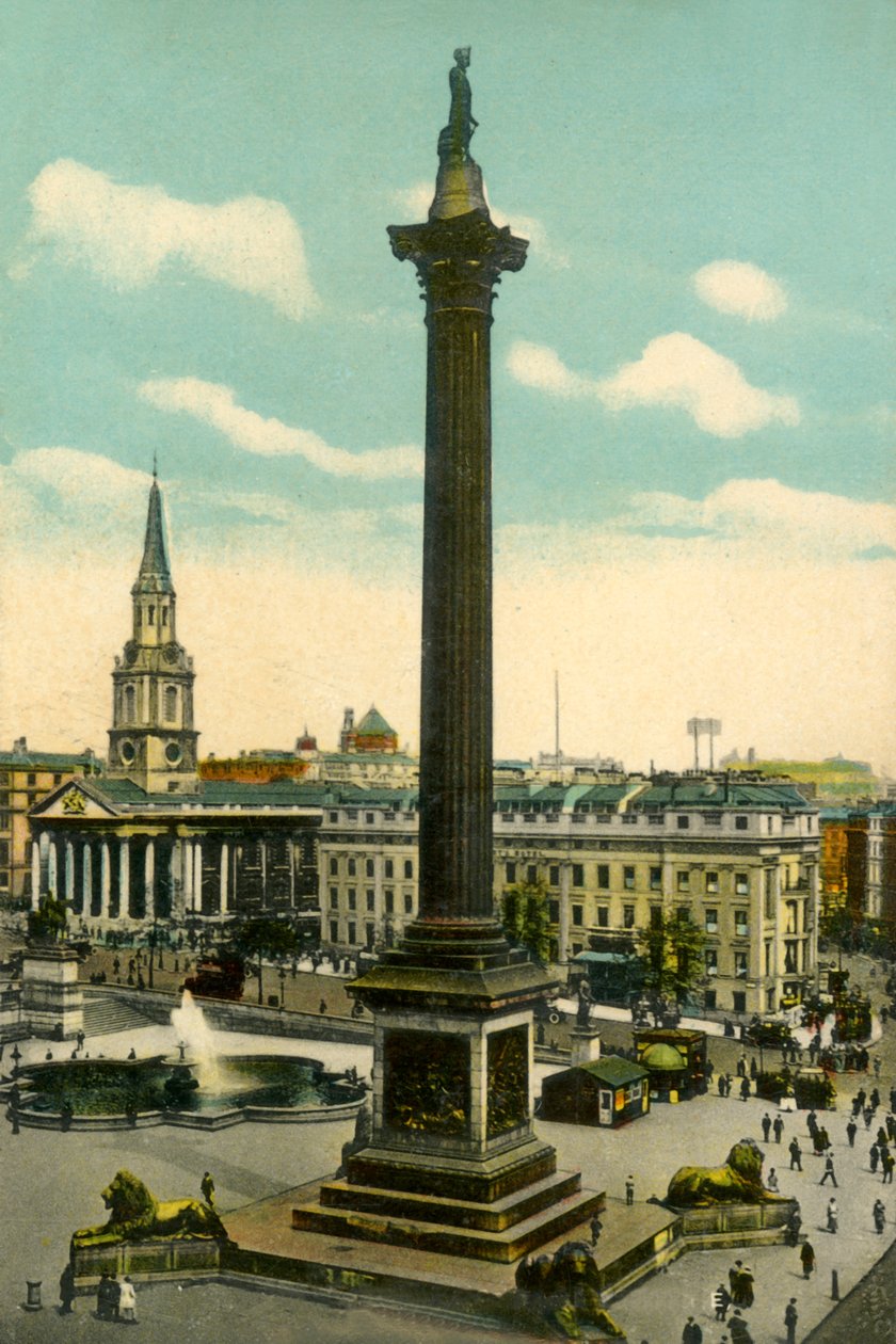 Nelsonsäule und Trafalgar Square, London, ca. 1910 von Unbekannt