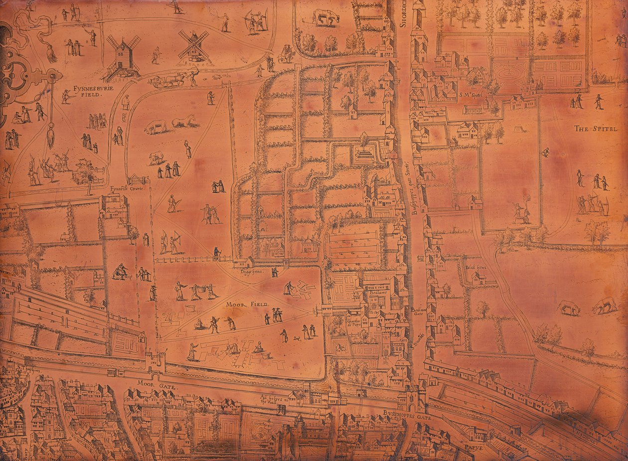 Teil einer Karte von London, um 1553-1559 von Unbekannt