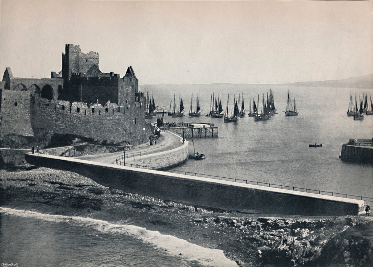 Peel - Die alte Burg und der Hafen, 1895 von Unbekannt