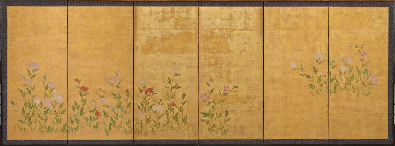 Rosa und rote Mohnblumen, Edo-Periode, 1615-1868 von Unbekannt