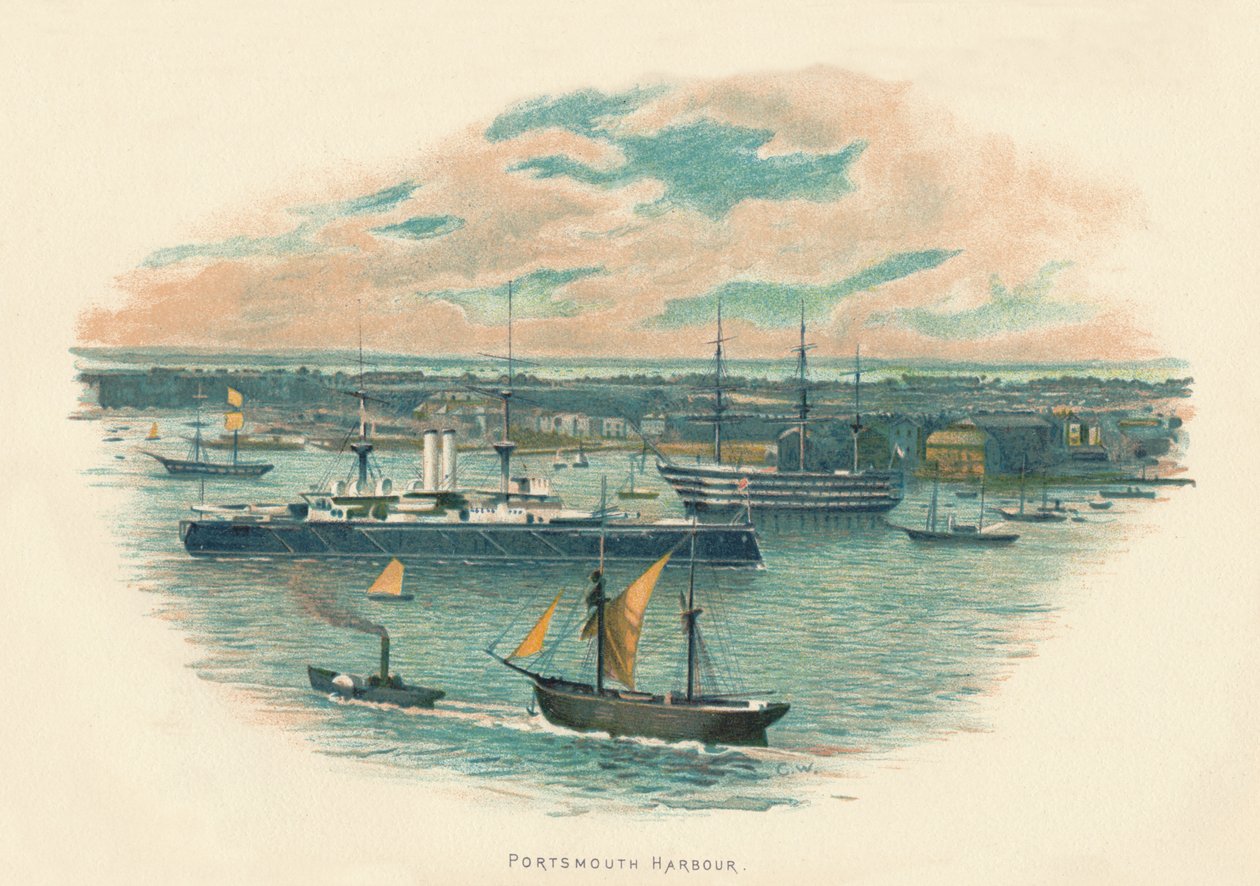 Hafen von Portsmouth, um 1890 von Unbekannt