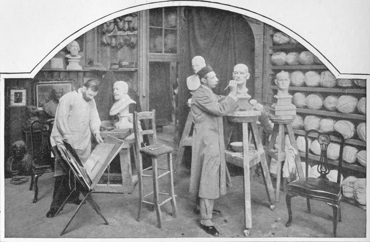 Modelle vorbereiten bei Madame Tussauds, London, ca. 1903 von Unbekannt