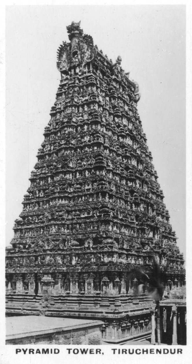 Pyramidenturm, Tiruchendur, Tamil Nadu, Indien, ca. 1925 von Unbekannt