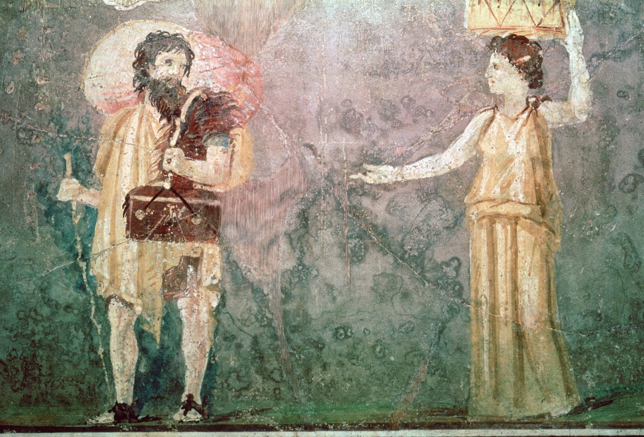Römische Wandmalerei von Dienern, 1. Jahrhundert v. Chr. von Unbekannt