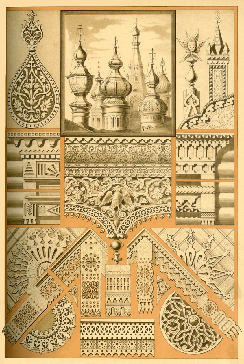 Russisches architektonisches Ornament und Holzschnitzerei, 1898 von Unbekannt