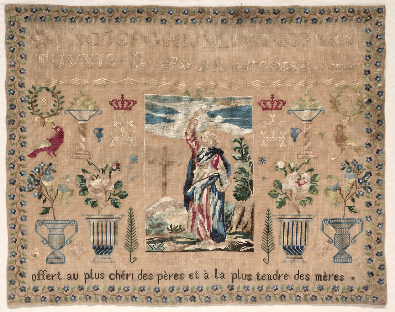 Stickmustertuch, 1800er Jahre von Unbekannt