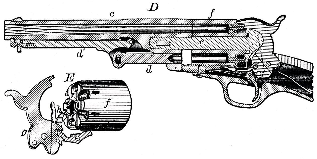 Schnittansicht des Colt-Revolvers von Unbekannt