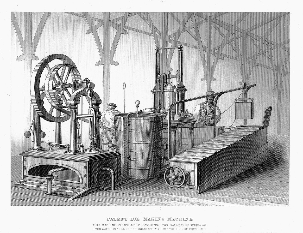 Siebe und Harrisons patentierte Eismaschine, 1862 von Unbekannt