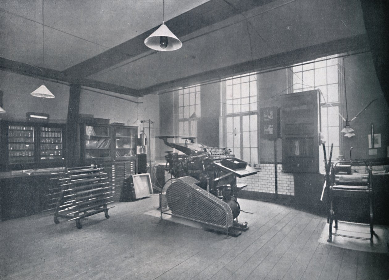 St. Bride Foundation School. Offsetdruckraum, 1917 von Unbekannt