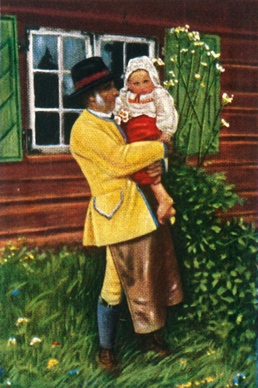 Schwedische Menschen in traditioneller Tracht, um 1928 von Unbekannt
