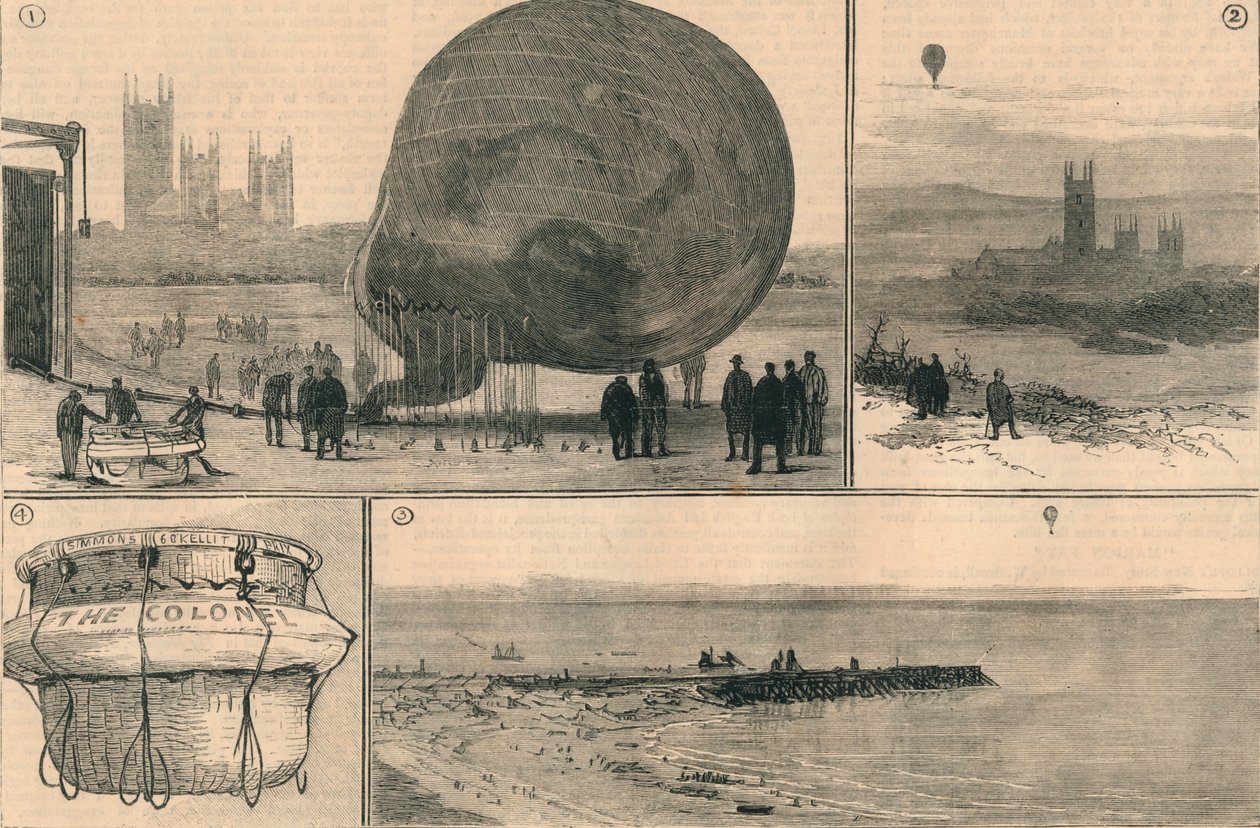 Der versuchte Ballonflug über den Kanal, 1882 von Unbekannt