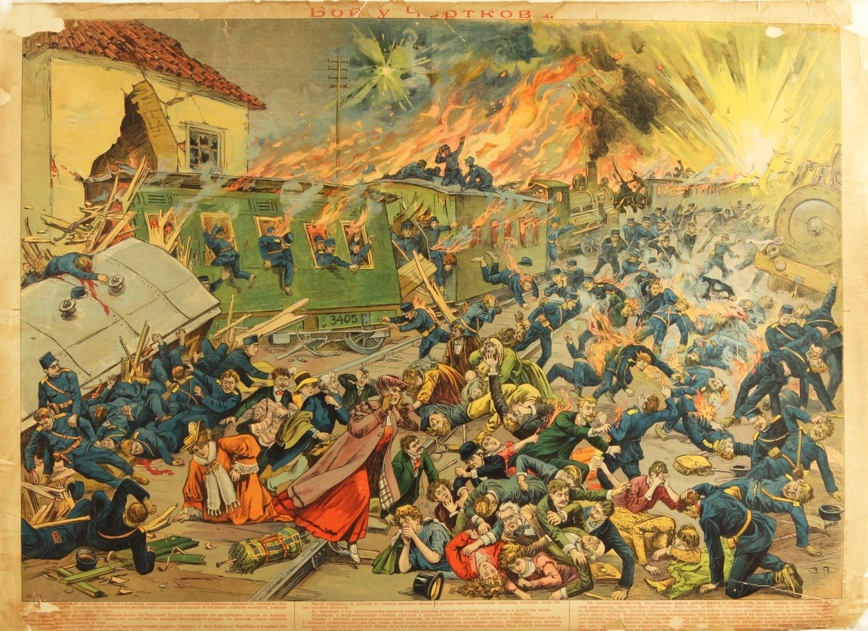 Die Schlacht bei Czortkow, 1914 von Unbekannt