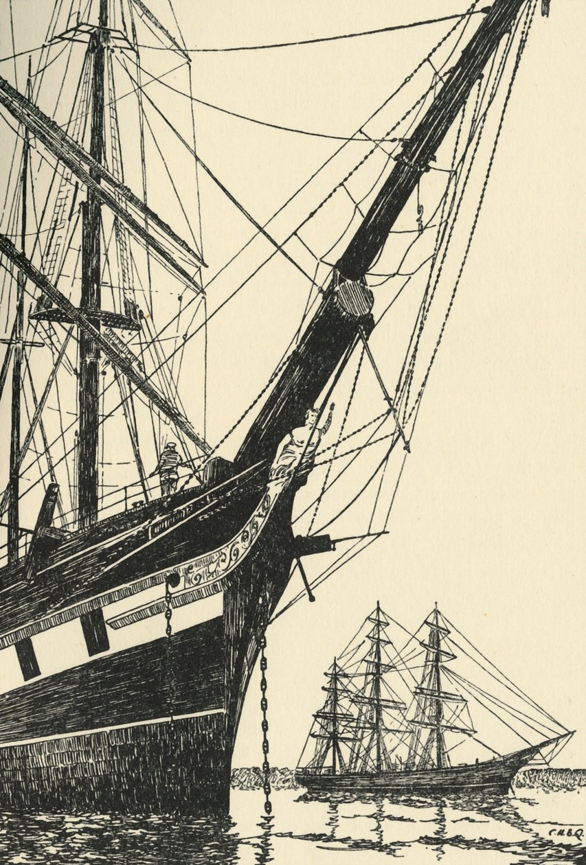 Die Cutty Sark 1869, im Hafen von Falmouth, 1938 von Unbekannt