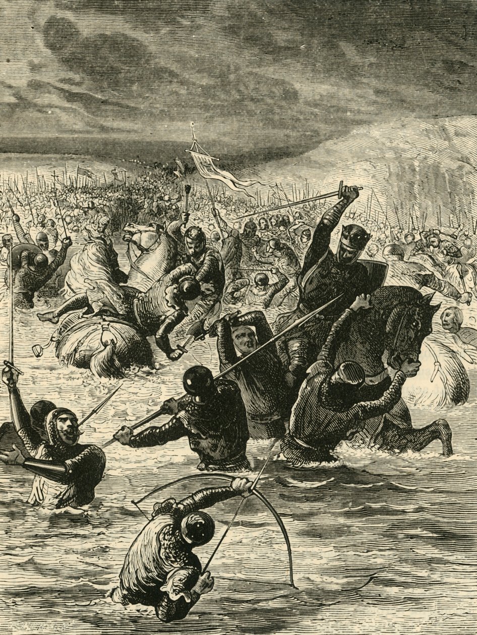 Die Engländer überqueren die Somme, 1346, 1890 von Unbekannt
