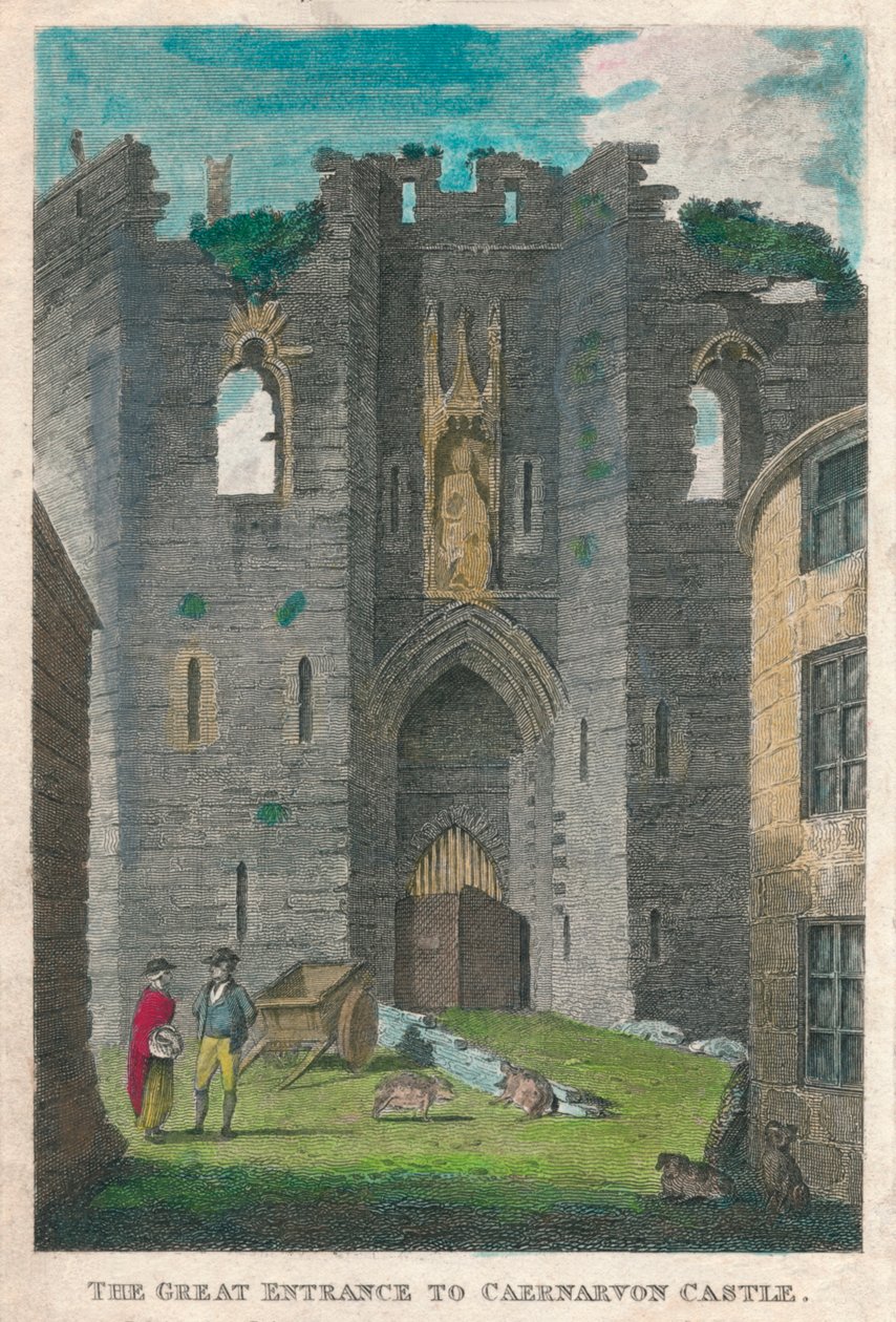 Der Große Eingang zum Caernarvon Castle, 1808 von Unbekannt