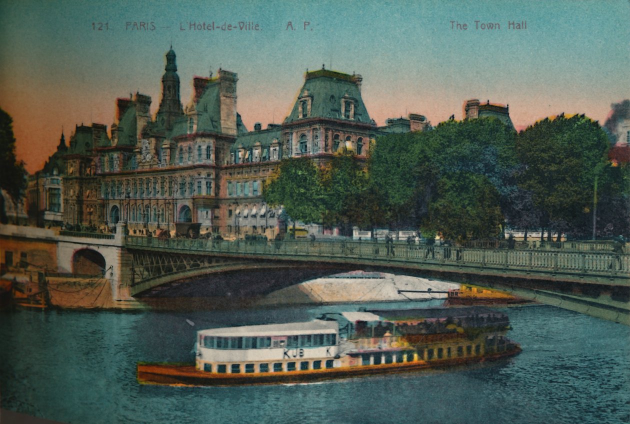 Das Hôtel de Ville, Paris, um 1920 von Unbekannt