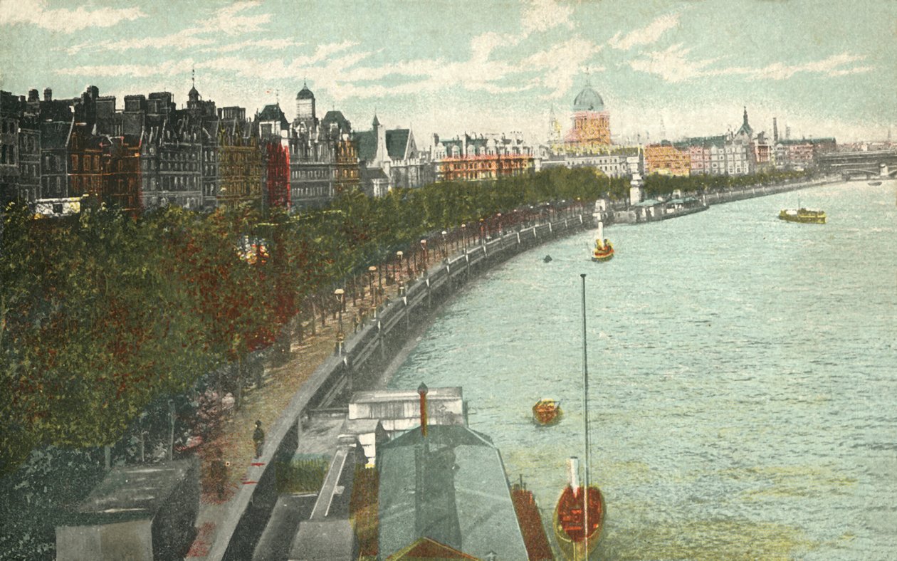 Die Themse-Uferpromenade, London, ca. 1915 von Unbekannt