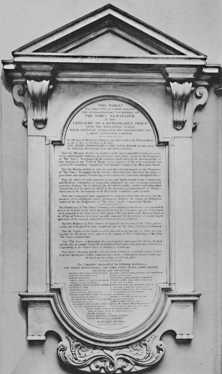 Das Times-Denkmal bei Lloyds, ca. 1800er, 1928 von Unbekannt