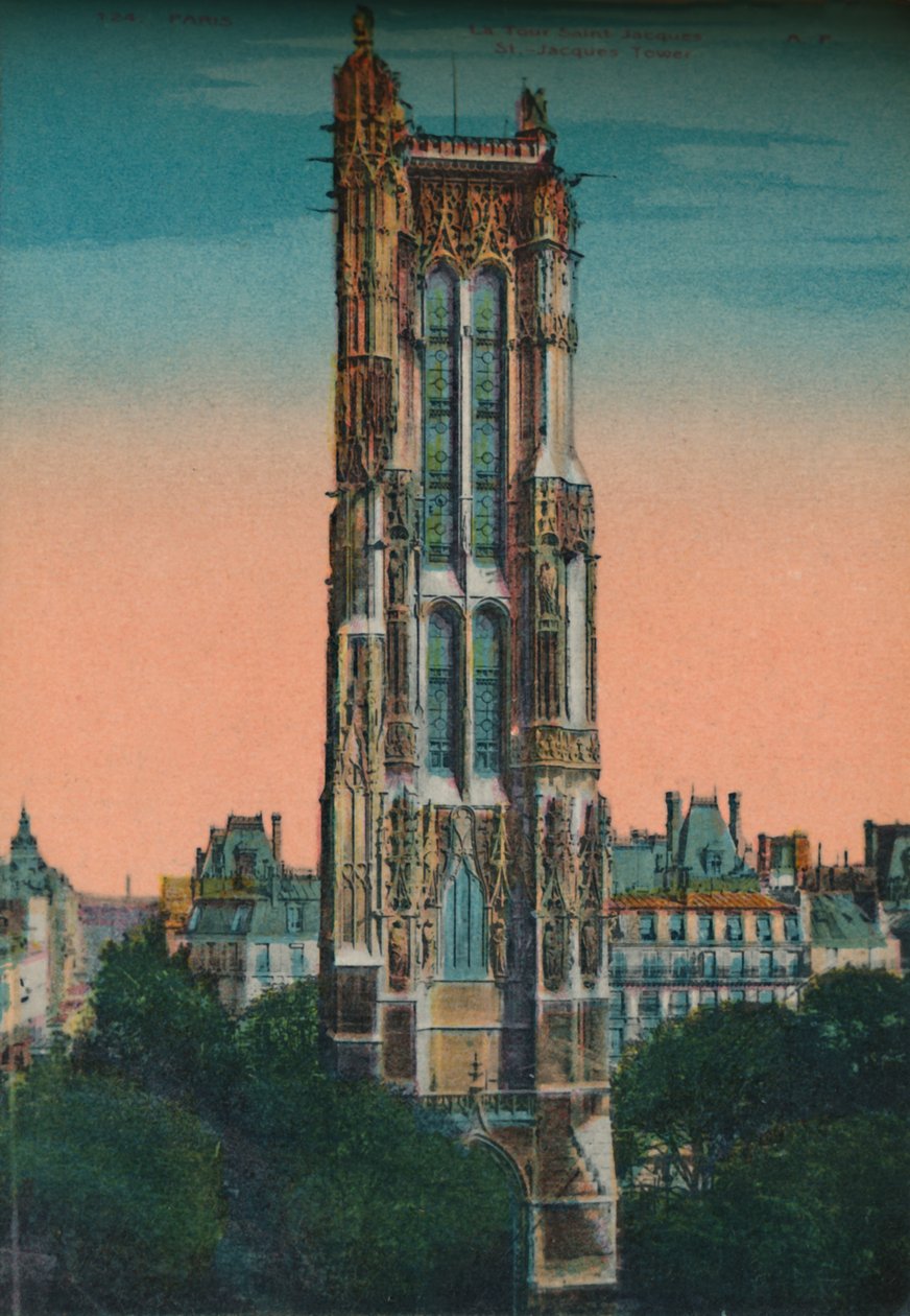 Der Tour Saint-Jacques, Paris, um 1920 von Unbekannt