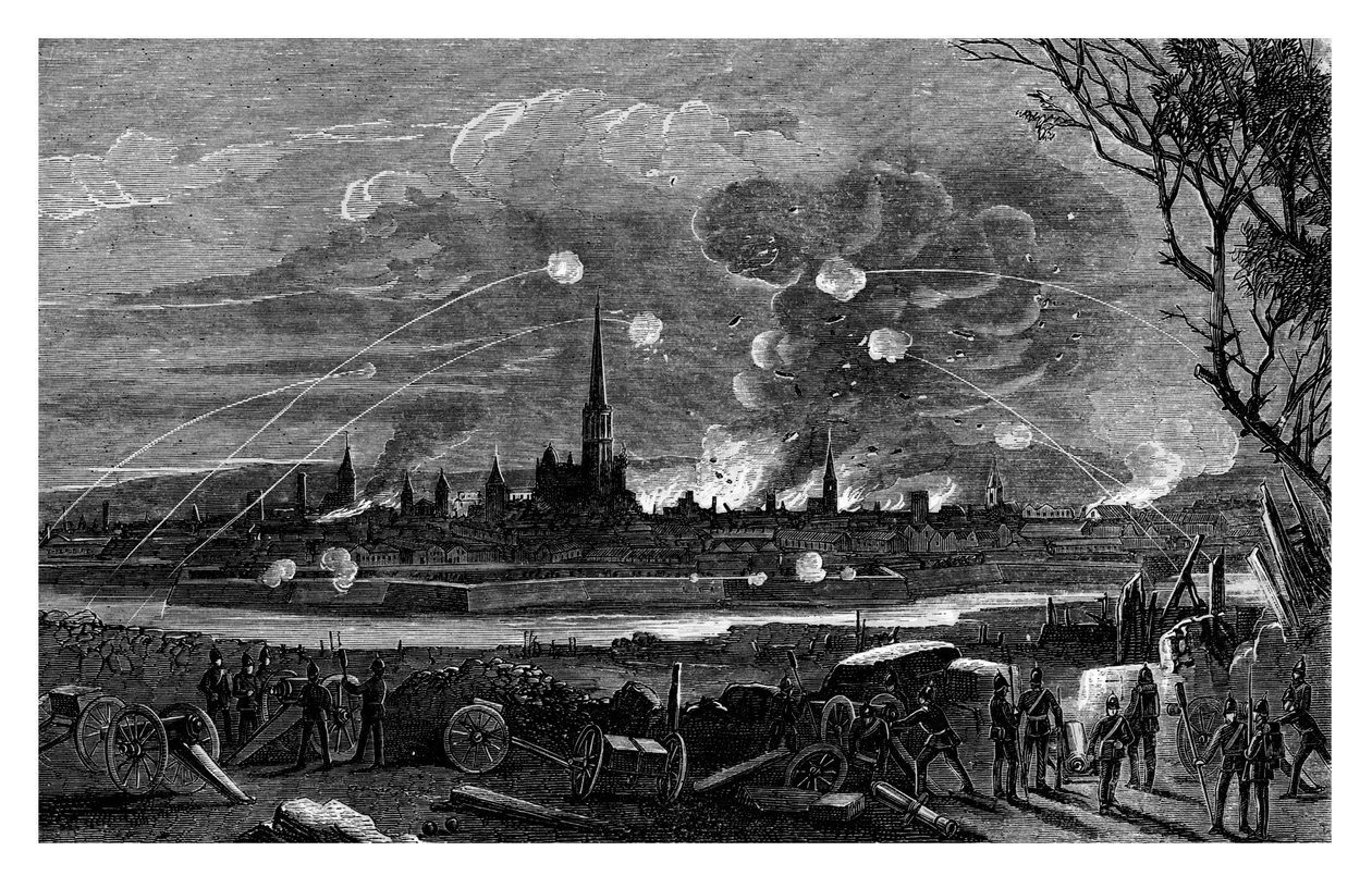 Die Bombardierung von Straßburg, Frankreich, 1875 von Unbekannt
