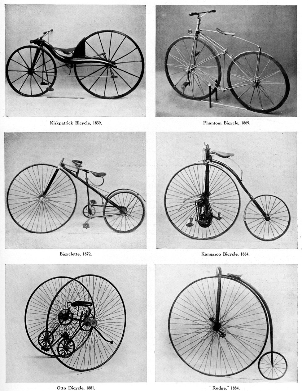Die Entwicklung des Fahrrads, 19. Jahrhundert, ca. 1920 von Unbekannt